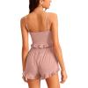 imageAvanova Women Sexy 2 Piece Pajama Set Ruffle Trim Cami Top and Shorts Sleepwear SetSolid Pink