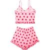 imageAvanova Women Sexy 2 Piece Pajama Set Ruffle Trim Cami Top and Shorts Sleepwear SetStrawberry Pink