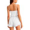 imageAvanova Women Sexy 2 Piece Pajama Set Ruffle Trim Cami Top and Shorts Sleepwear SetWhite B