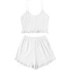 imageAvanova Women Sexy 2 Piece Pajama Set Ruffle Trim Cami Top and Shorts Sleepwear SetWhite B