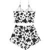 imageAvanova Women Sexy 2 Piece Pajama Set Ruffle Trim Cami Top and Shorts Sleepwear SetWhite Cow