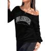 imageAvanova Women West Coast Graphic Off Shoulder Sweatshirt Boat Neck Long Sleeve Oversized Pullover ShirtBlack L