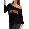 imageAvanova Women West Coast Graphic Off Shoulder Sweatshirt Boat Neck Long Sleeve Oversized Pullover ShirtBlack N