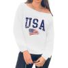 imageAvanova Women West Coast Graphic Off Shoulder Sweatshirt Boat Neck Long Sleeve Oversized Pullover ShirtWhite a