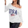 imageAvanova Women West Coast Graphic Off Shoulder Sweatshirt Boat Neck Long Sleeve Oversized Pullover ShirtWhite a