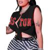 imageAvanova Womens Sleeveless Open Front Crop Top Sexy Tie Knot TShirt Basic SolidBlack Boston