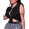 imageAvanova Womens Sleeveless Open Front Crop Top Sexy Tie Knot TShirt Basic SolidBlack C