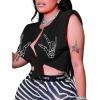 imageAvanova Womens Sleeveless Open Front Crop Top Sexy Tie Knot TShirt Basic SolidBlack Skull