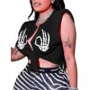 imageAvanova Womens Sleeveless Open Front Crop Top Sexy Tie Knot TShirt Basic SolidBlack Skull B