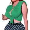 imageAvanova Womens Sleeveless Open Front Crop Top Sexy Tie Knot TShirt Basic SolidGreen