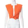 imageAvanova Womens Sleeveless Open Front Crop Top Sexy Tie Knot TShirt Basic SolidOrange