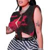 imageAvanova Womens Sleeveless Open Front Crop Top Sexy Tie Knot TShirt Basic SolidTie Dye Red