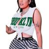imageAvanova Womens Sleeveless Open Front Crop Top Sexy Tie Knot TShirt Basic SolidWhite D
