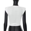 imageAvanova Womens Sleeveless Open Front Crop Top Sexy Tie Knot TShirt Basic SolidWhite a