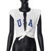 imageAvanova Womens Sleeveless Open Front Crop Top Sexy Tie Knot TShirt Basic SolidWhite a