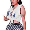 imageAvanova Womens Sleeveless Open Front Crop Top Sexy Tie Knot TShirt Basic SolidWhite a