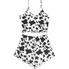 imageAvanova Women Sexy 2 Piece Pajama Set Ruffle Trim Cami Top and Shorts Sleepwear SetWhite Cow