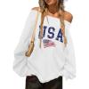imageAvanova Women West Coast Graphic Off Shoulder Sweatshirt Boat Neck Long Sleeve Oversized Pullover ShirtWhite a