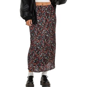 imageAvanova Women Mesh Floral Boho High Waist Midi Skirt Lettuce Trim Summer A Line SkirtFloral Muticolor