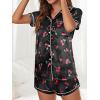 imageAvanova Womens Pajama Set Satin Short Sleeve Button Down 2 Piece SleepwearBlack Cherry