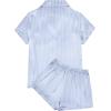 imageAvanova Womens Pajama Set Satin Short Sleeve Button Down 2 Piece SleepwearBlue Striped