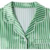 imageAvanova Womens Pajama Set Satin Short Sleeve Button Down 2 Piece SleepwearGreen Striped