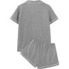 imageAvanova Womens Pajama Set Satin Short Sleeve Button Down 2 Piece SleepwearGrey