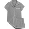 imageAvanova Womens Pajama Set Satin Short Sleeve Button Down 2 Piece SleepwearGrey