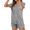 imageAvanova Womens Pajama Set Satin Short Sleeve Button Down 2 Piece SleepwearGrey