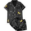 imageAvanova Womens Pajama Set Satin Short Sleeve Button Down 2 Piece SleepwearMoonblack