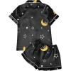 imageAvanova Womens Pajama Set Satin Short Sleeve Button Down 2 Piece SleepwearMoonblack