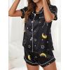 imageAvanova Womens Pajama Set Satin Short Sleeve Button Down 2 Piece SleepwearMoonblack