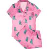 imageAvanova Womens Pajama Set Satin Short Sleeve Button Down 2 Piece SleepwearPink Stain