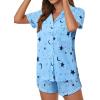 imageAvanova Womens Pajama Set Satin Short Sleeve Button Down 2 Piece SleepwearStars Moon Blue