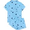 imageAvanova Womens Pajama Set Satin Short Sleeve Button Down 2 Piece SleepwearStars Moon Blue