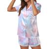 imageAvanova Womens Pajama Set Satin Short Sleeve Button Down 2 Piece SleepwearTie Dye Mulit