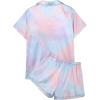 imageAvanova Womens Pajama Set Satin Short Sleeve Button Down 2 Piece SleepwearTie Dye Mulit