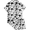 imageAvanova Womens Pajama Set Satin Short Sleeve Button Down 2 Piece SleepwearWhite Cow