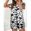 imageAvanova Womens Pajama Set Satin Short Sleeve Button Down 2 Piece SleepwearWhite Cow