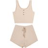 imageAvanova Womens Cute 2 Piece Tank Top Shorts Pajama Sets Sleepwear LoungewearApricot
