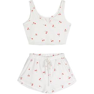 imageAvanova Womens Cute 2 Piece Tank Top Shorts Pajama Sets Sleepwear LoungewearWhite
