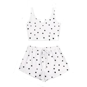 imageAvanova Womens Cute 2 Piece Tank Top Shorts Pajama Sets Sleepwear LoungewearWhite Heart