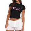 imageAvanova Women Cotton Tshirt Basic Short Sleeve Crop Top Ruched Fitted Baby Tee ShirtsBlack Girl