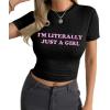 imageAvanova Women Cotton Tshirt Basic Short Sleeve Crop Top Ruched Fitted Baby Tee ShirtsBlack Girl