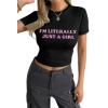 imageAvanova Women Cotton Tshirt Basic Short Sleeve Crop Top Ruched Fitted Baby Tee ShirtsBlack Girl