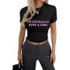 imageAvanova Women Cotton Tshirt Basic Short Sleeve Crop Top Ruched Fitted Baby Tee ShirtsBlack Girl