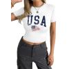 imageAvanova Women Cotton Tshirt Basic Short Sleeve Crop Top Ruched Fitted Baby Tee ShirtsWhite Usa