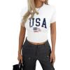 imageAvanova Women Cotton Tshirt Basic Short Sleeve Crop Top Ruched Fitted Baby Tee ShirtsWhite Usa