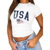 imageAvanova Women Cotton Tshirt Basic Short Sleeve Crop Top Ruched Fitted Baby Tee ShirtsWhite Usa