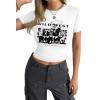 imageAvanova Women Cotton Tshirt Basic Short Sleeve Crop Top Ruched Fitted Baby Tee ShirtsWhite Ww